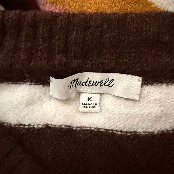 MADEWELL Payton Striped Merino Wool / Alpaca Blend Balloon Sleeve Sweater Size M - Picture 9 of 13